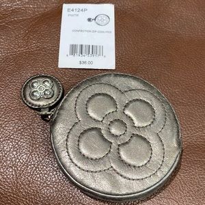 Brighton Confection Zip Coin Purse E4124P Pewter Leather